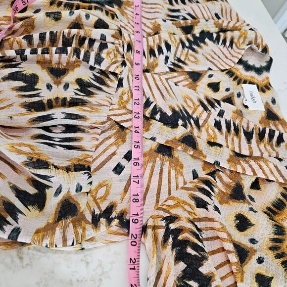 Ba&Sh Cleo Graphic Print Mini Dress Medium Bohemian Brown Maximalism Artsy - Picture 11 of 16